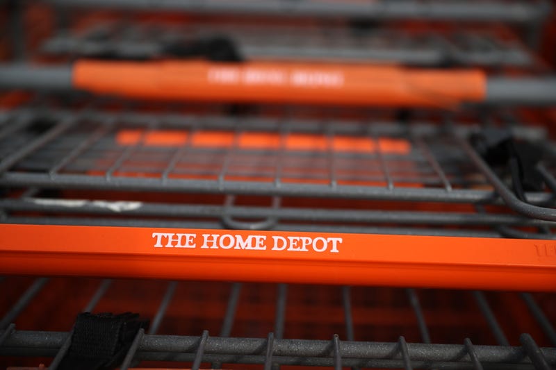The Home Depot logo is displayed on a shopping cart outside of a store on November 16, 2021 in Vallejo, California.