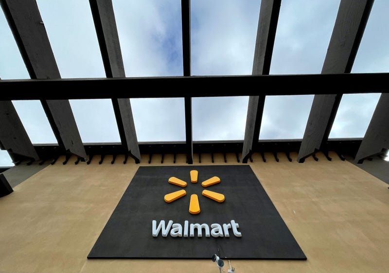 A sign is posted in front of a Walmart store on November 16, 2021 in American Canyon, California.