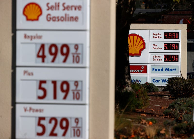 Gas prices over $5.00 per gallon are displayed at a Shell station on November 17, 2021 in Hercules, California. U.S.