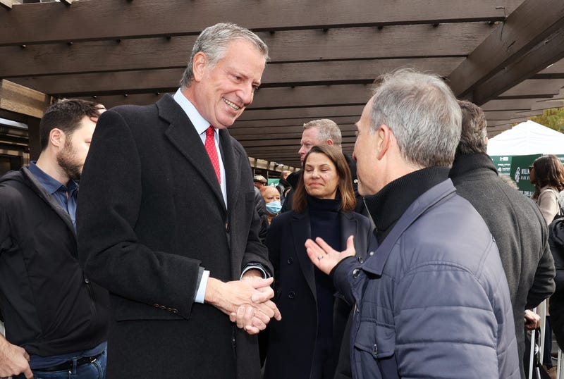 Then-Mayor Bill De Blasio attends the Grand Reopening of Wollman Rink NYC in Central Park on Nov. 14, 2021