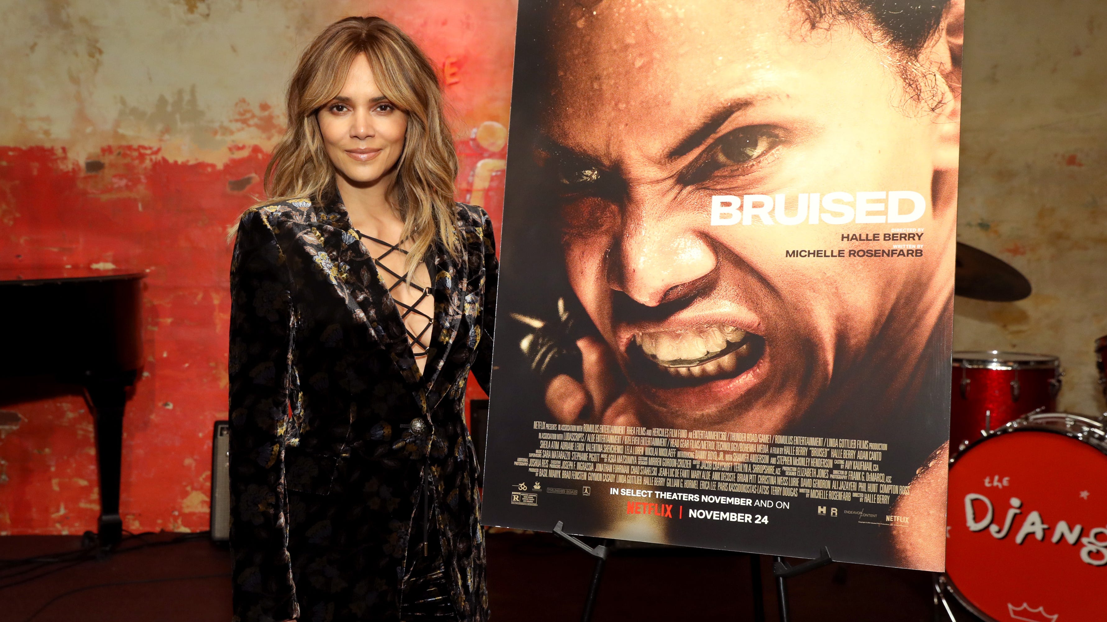 Halle Berry, 55, celebrated her film's success with sultry dance moves and a sleek ensemble