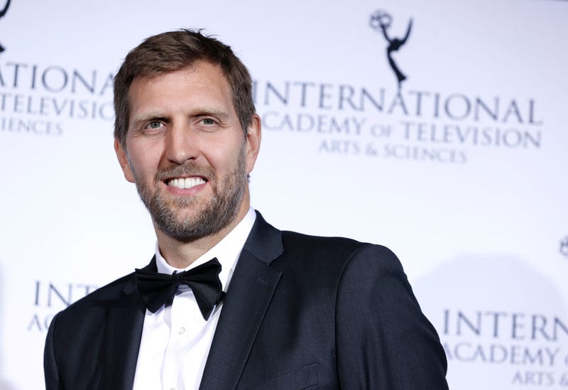 Dirk Nowitzki poses during the 49th International Emmy Awards on November 22, 2021 in New York City.