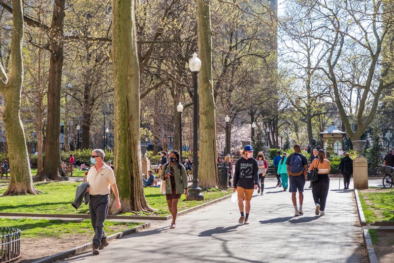 People walking through Rittenhouse Square