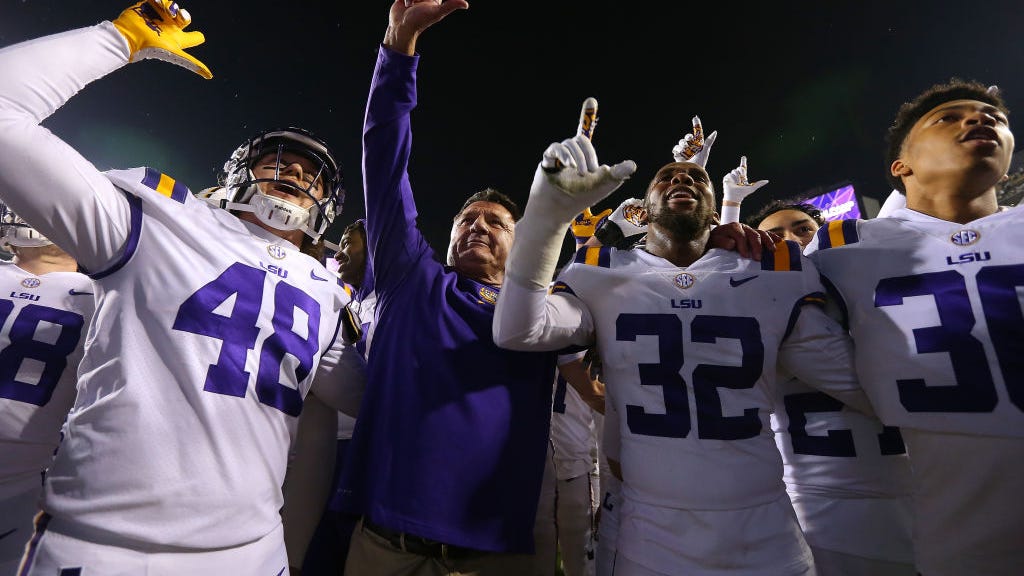 Watch Ed Orgeron's emotional interview after Texas A&M stunner: 'It was about 19 seniors'