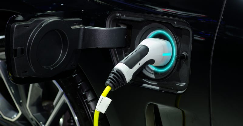 close-up of electric vehicle charging socket