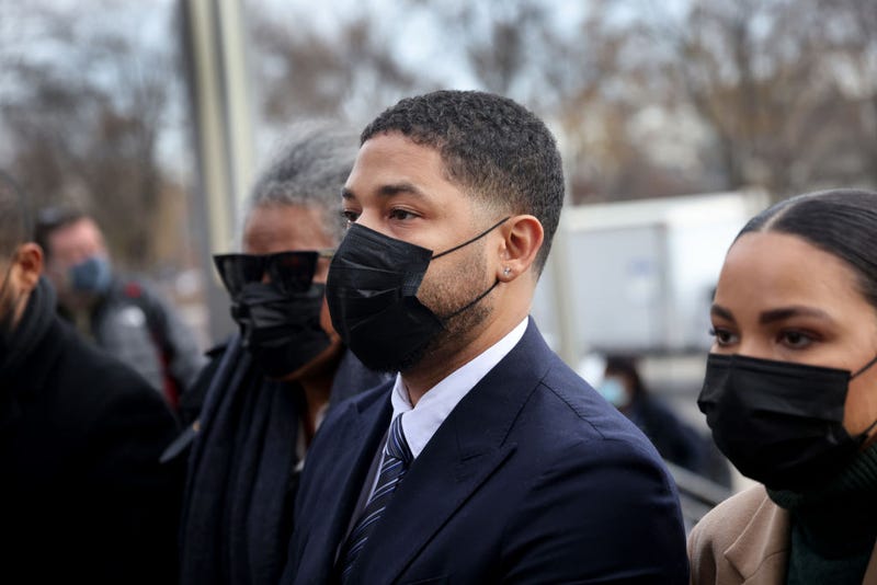Former "Empire" actor Jussie Smollett arrives at the Leighton Courts Building for the start of jury selection in his trial on November 29, 2021 in Chicago, Illinois. Smollett is accused of lying to police when he reported that two masked men physically and verbally attacked him, yelling racist and anti-gay remarks near his Chicago home in 2019. 