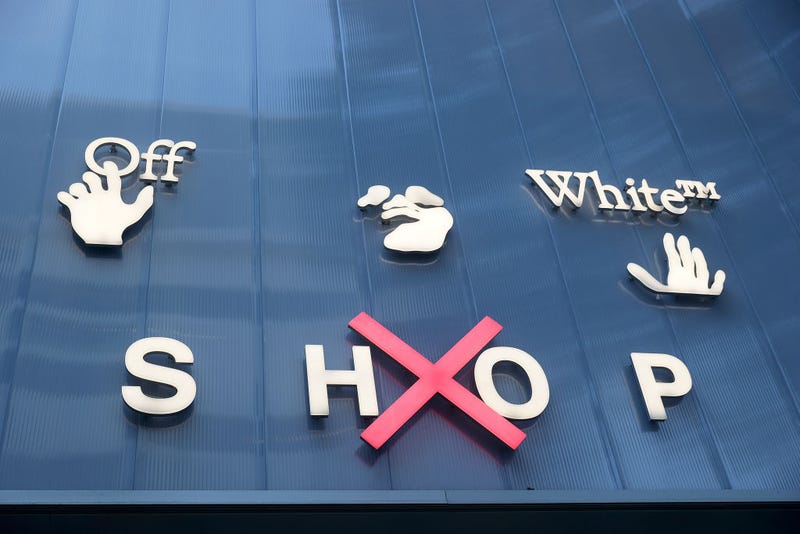 The sign over the entrance to the Off-White store after the brands founder, Virgil Abloh died on November 29, 2021 in Miami, Florida.