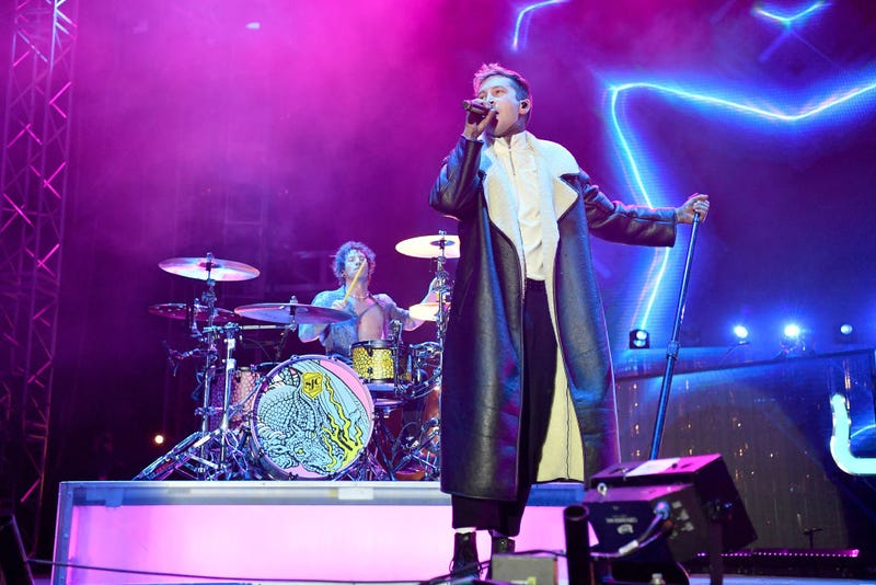 Drummer Josh Dun and Tyler Joseph of Twenty One Pilots performs on stage during Audacy Beach Festival at Fort Lauderdale Beach Park on December 04, 2021 in Fort Lauderdale, Florida.