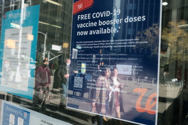 COVID-19 booster sign in New York