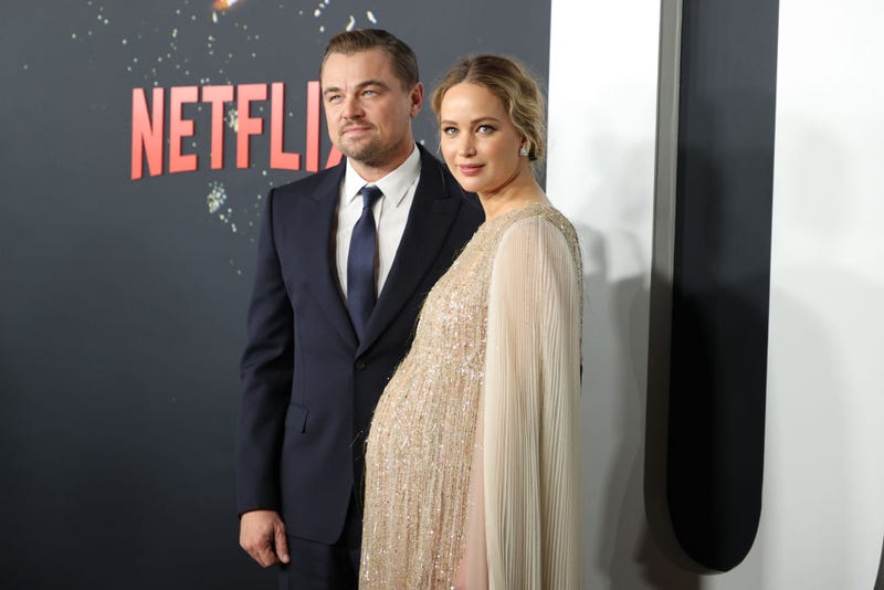 Leonardo DiCaprio and Jennifer Lawrence attend the world premiere of Netflix's "Don't Look Up" on December 05, 2021 in New York City