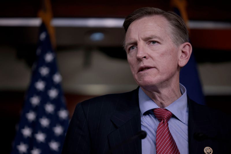  U.S. Rep. Paul Gosar (R-AZ) speaks at a news conference at the Capitol Building on December 07, 2021 in Washington, DC. Gosar and Reps. Marjorie Taylor Greene (R-FL), Matt Gaetz (R-FL) and Louie Gohmert (R-TX) held the press conference to describe the alleged mistreatment of January 6 defendants in the DC jail. (Photo by Anna Moneymaker/Getty Images)