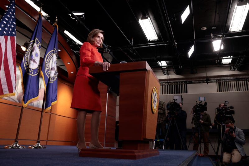 House Speaker Nancy Pelosi (D-CA) speaks at her weekly press conference at the U.S. Capitol Building on December 08, 2021 in Washington, DC.