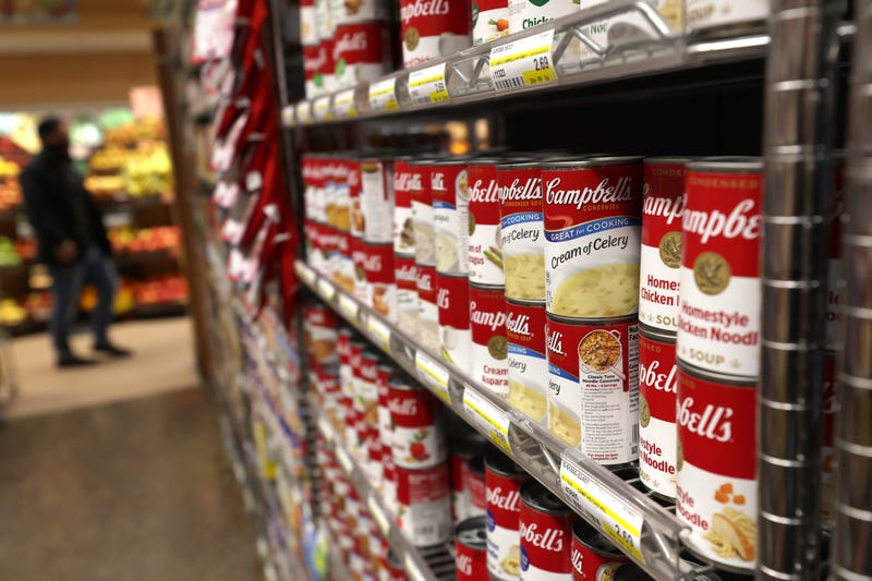 Cans of Campbell's soup are on display at a grocery store in San Rafael, California. 