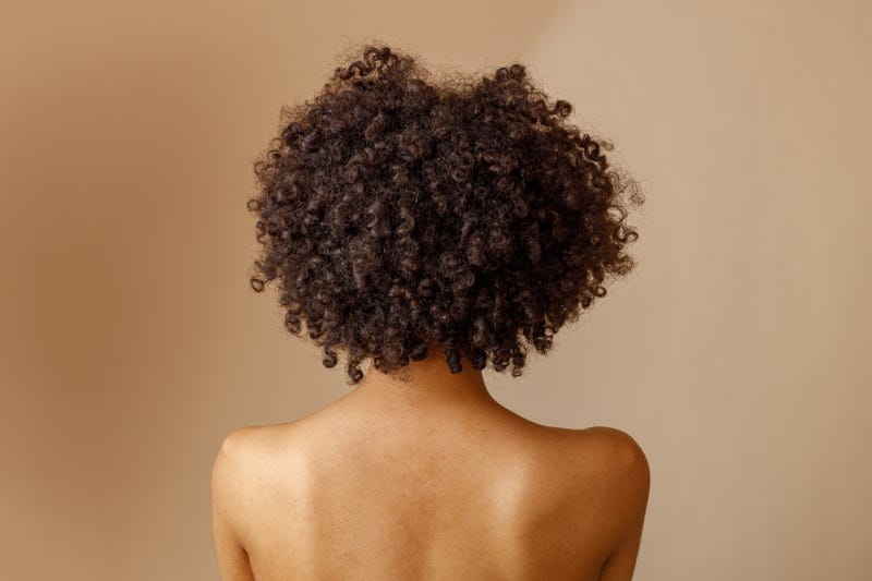 Silhouette of stylish model woman in studio - stock photo 