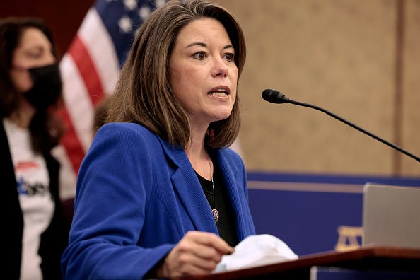 Rep. Angie Craig (D-MN) speaks at a press conference at the U.S. Capitol Building on December 14, 2021 in Washington, DC. 