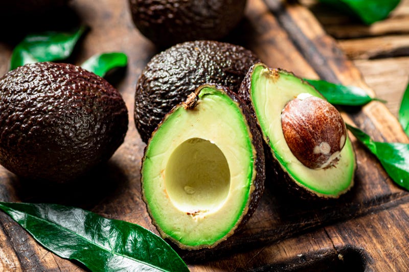 Halves of fresh avocado. 