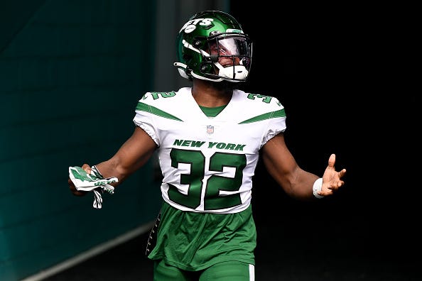 Michael Carter and the Jets are wearing their white uniform tops in Week 1. 