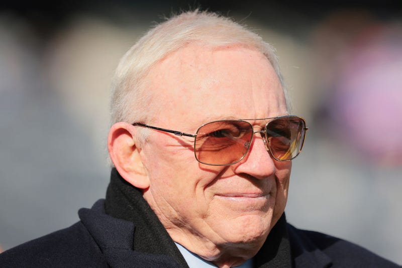  Owner Jerry Jones of the Dallas Cowboys looks on before the game against the New York Giants at MetLife Stadium on December 19, 2021 in East Rutherford, New Jersey.