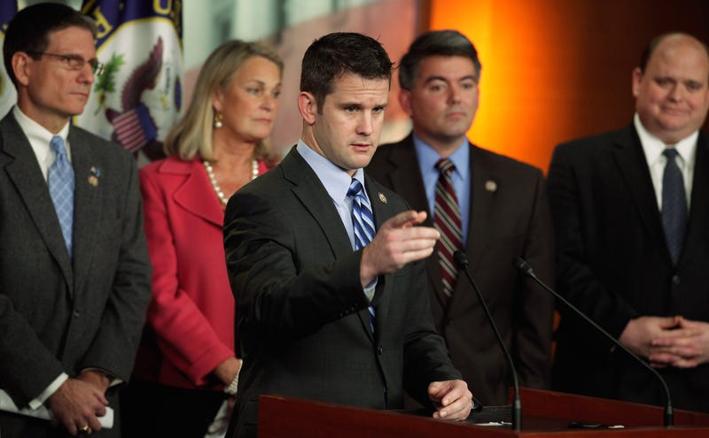 Rep. Adam Kinzinger (R-IL) (C) hosts a news conference on the payroll tax vote with fellow House Republican freshmen (L-R) Rep. Joe Heck (R-NV), Rep. Ann Marie Buerkle (R-NY), Rep. Cory Gardner (R-CO) and Rep. Tom Reed (R-NY) at the U.S. Capitol December 19, 2011 in Washington, DC. 