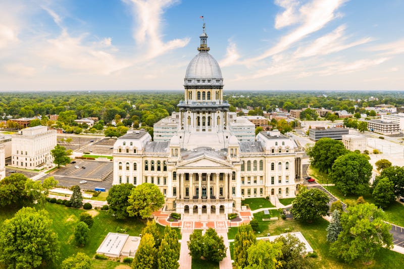 Drone view of the Illinois State Capitol in Springfield. 