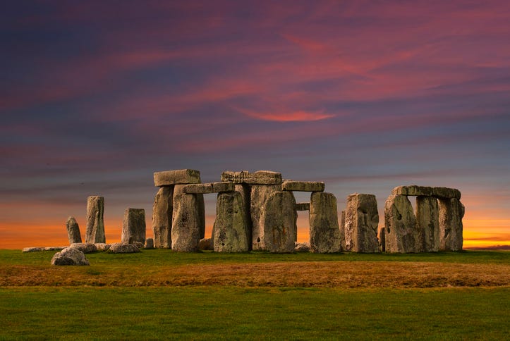Stonehenge at the sunset.