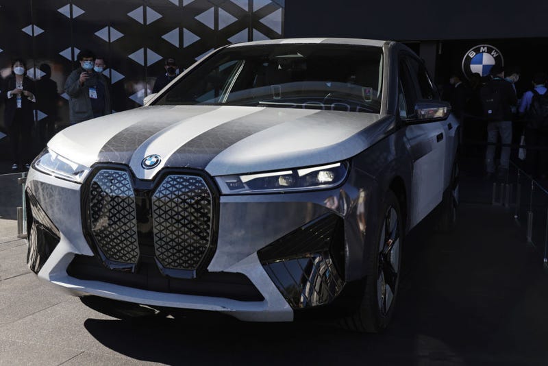 The BMW iX Flow, a color changing SUV featuring E Ink technology, is on display at the BMW booth at CES 2022 at the Las Vegas Convention Center on January 6, 2022 in Las Vegas, Nevada.