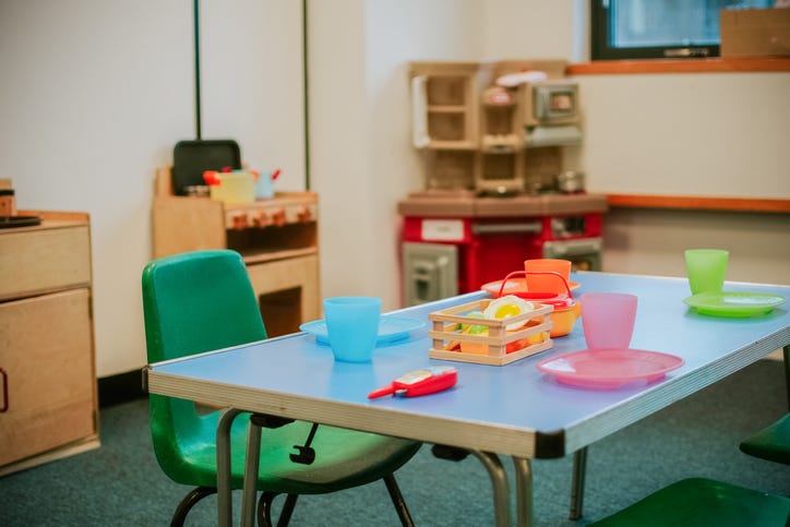 Play table in preschool classroom