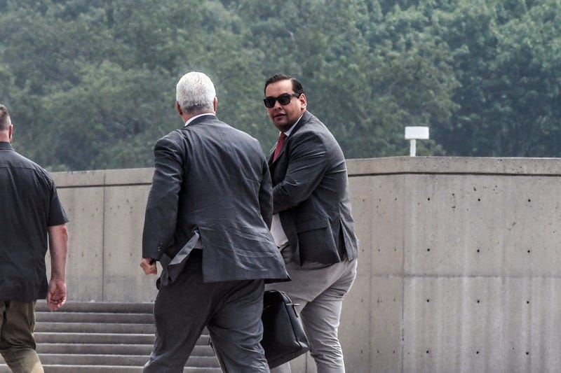 Rep. George Santos (R-NY) arrives with his lawyer Joseph Murray at the federal courthouse on June 30, 2023 in Central Islip