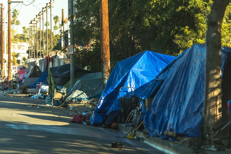 tents on sidewalk