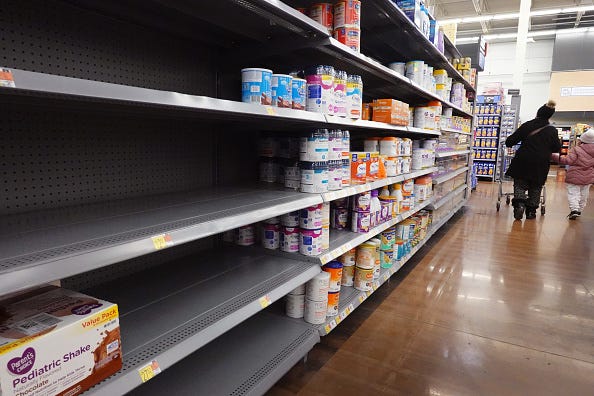 Baby formula is offered for sale at a big box store.