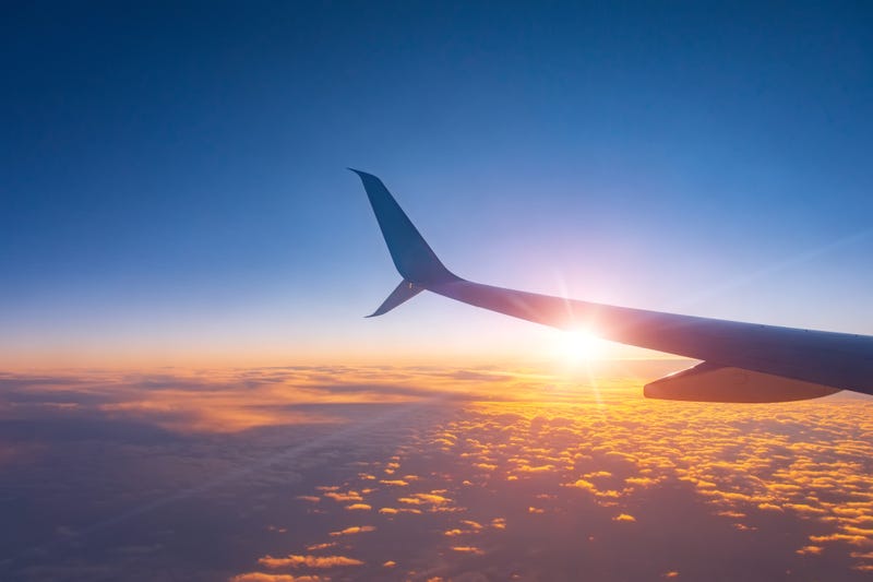 Looking out at the sky from an airplane window