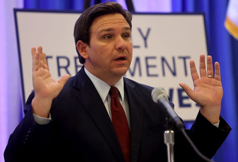 Florida Gov. Ron DeSantis holds a press conference at the Miami Dade College’s North Campus on January 26, 2022 in Miami, Florida.