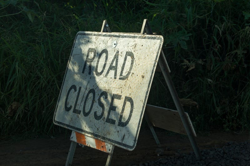 A road closed sign. Stock pohto.