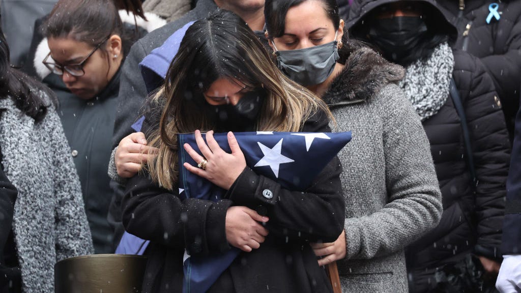 WATCH: Widow of NYPD Officer Rivera slams Manhattan DA Bragg in emotional eulogy