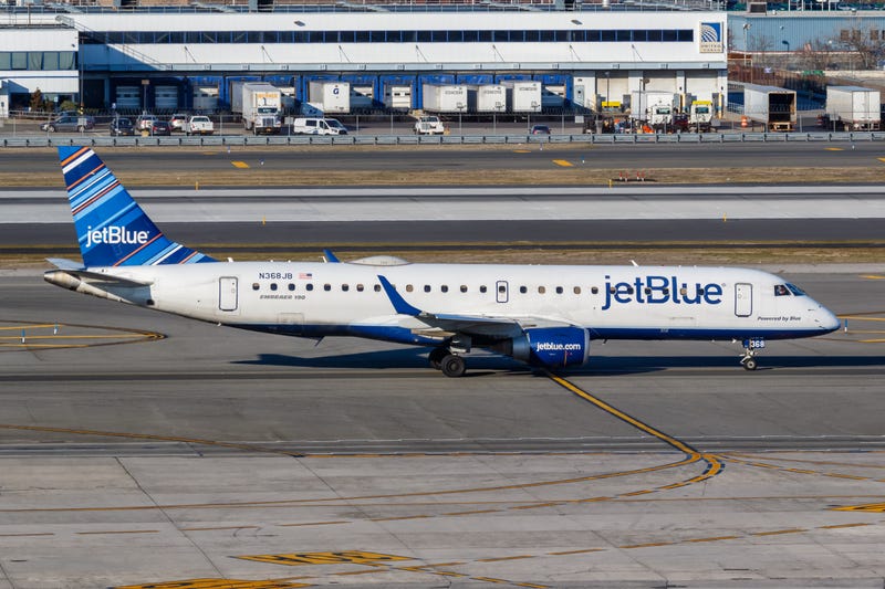 JetBlue Embraer 190 airplane at New York JFK airport on March 1, 2020.