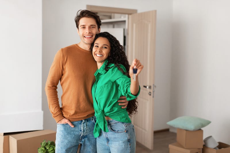 A young couple in their first home. 