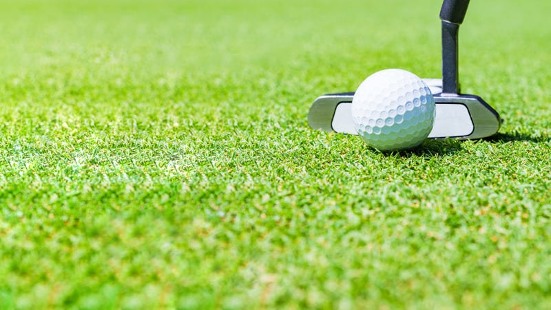 A golf ball and putter.