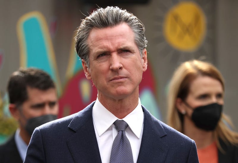 California Gov. Gavin Newsom speaks during a bill signing ceremony at Nido's Backyard Mexican Restaurant on February 09, 2022 in San Francisco, California.