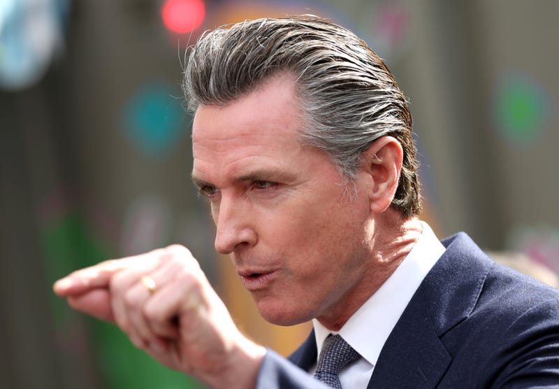 California Gov. Gavin Newsom speaks during a bill signing ceremony at Nido's Backyard Mexican Restaurant on February 09, 2022 in San Francisco, California.
