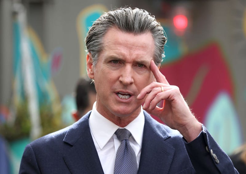 California Gov. Gavin Newsom speaks during a bill signing ceremony at Nido's Backyard Mexican Restaurant on February 09, 2022 in San Francisco, California.