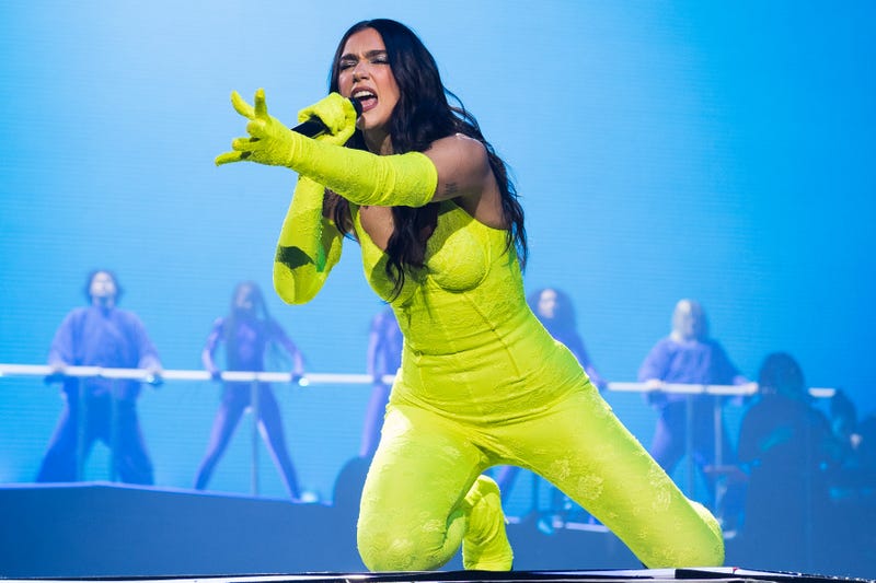 Dua Lipa performs onstage during The Future Nostalgia Tour at FTX Arena on February 09, 2022 in Miami, Florida.