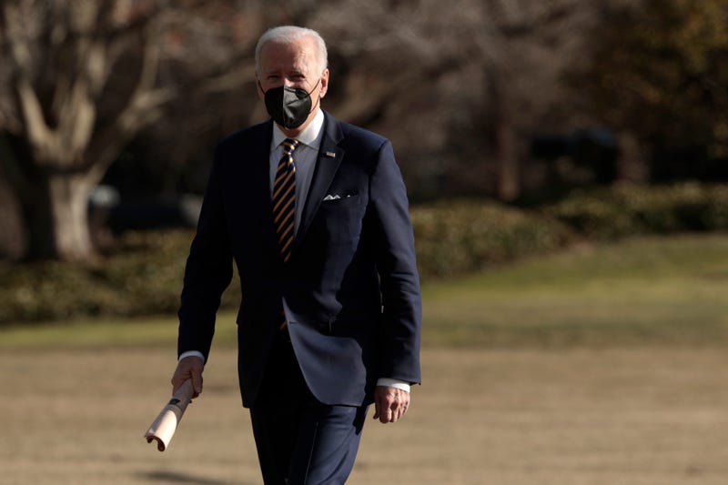 WASHINGTON, DC - FEBRUARY 10: U.S. President Joe Biden walks across the South Lawn after returning on Marine One to the White House on February 10, 2022 in Washington, DC.