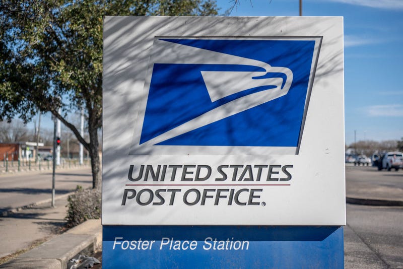 A US Postal Office sign is seen displayed on February 10, 2022 in Houston, Texas.