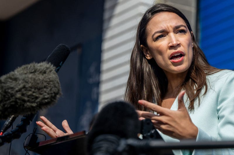 U.S. Rep. Alexandria Ocasio-Cortez (D-NY) speaks during a news conference at the 'Get Out the Vote' rally on February 12, 2022 in San Antonio, Texas.