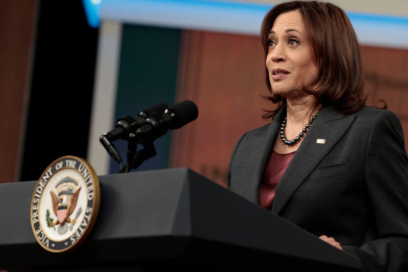 Vice President Kamala Harris delivers remarks on the Biden administration’s Affordable Connectivity Program at the South Court Auditorium at Eisenhower Executive Office Building on February 14, 2022 in Washington, DC.