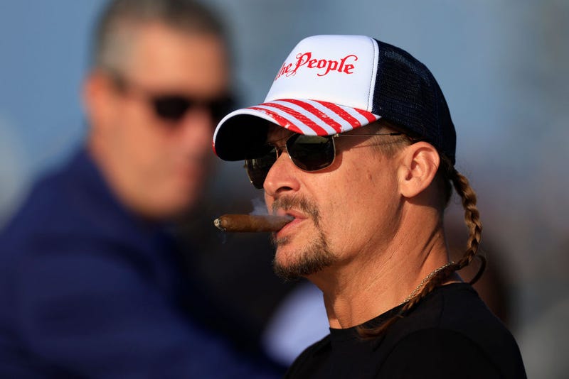Recording artist Kid Rock looks on during the NASCAR Cup Series 64th Annual Daytona 500 at Daytona International Speedway on February 20, 2022 in Daytona Beach, Florida. (Photo by Mike Ehrmann/Getty Images)