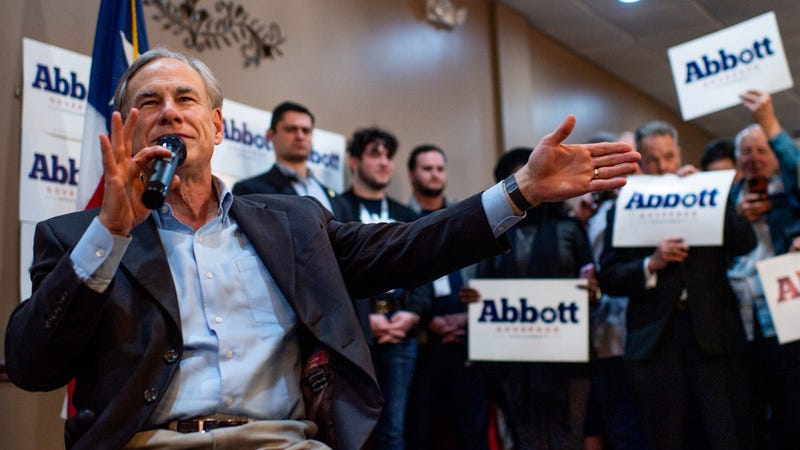 Texas Gov. Greg Abbott speaks during the 'Get Out The Vote' campaign event on Feb. 23, 2022 in Houston, Texas. Gov. Greg Abbott joined staff at Fratelli's Ristorante to campaign for reelection and encourage supporters ahead of this year's early voting.
