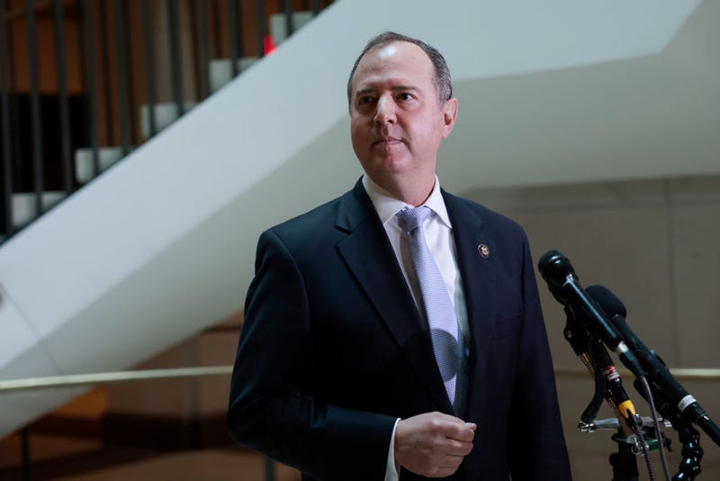 House Intelligence Committee Chairman Adam Schiff (D-CA) speaks to reporters after receiving a briefing in the House Sensitive Compartmented Information Facility (SCIF) at the U.S. Capitol Building on February 24, 2022 in Washington, DC.