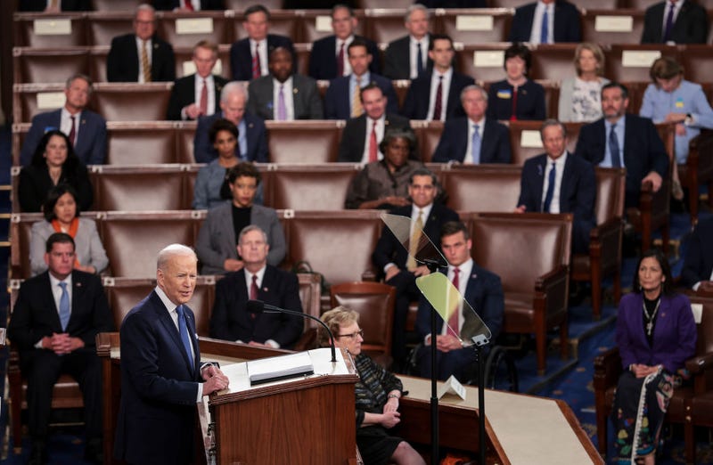President Joe Biden delivers the State of the Union address during a joint session of Congress in the U.S. Capitol's House Chamber March 01, 2022 in Washington, DC.