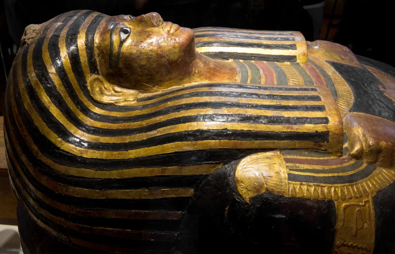 Egyptian mummy sarcophagus stock photo.
